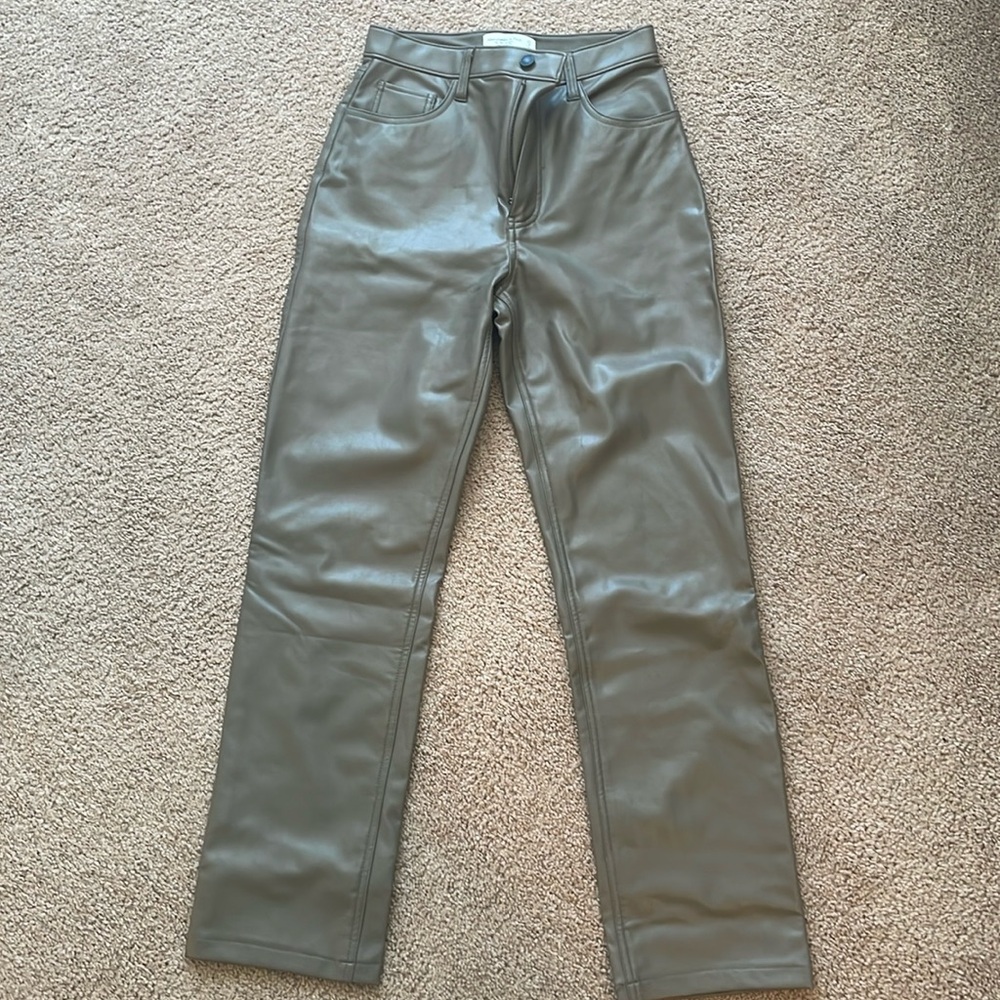 Abercrombie & Fitch Taupe Leather Trousers